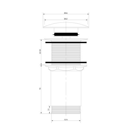 OMNIRES A716GR - Tvättställsventil CLICK-CLACK Ø 6,6 cm borstad grafit