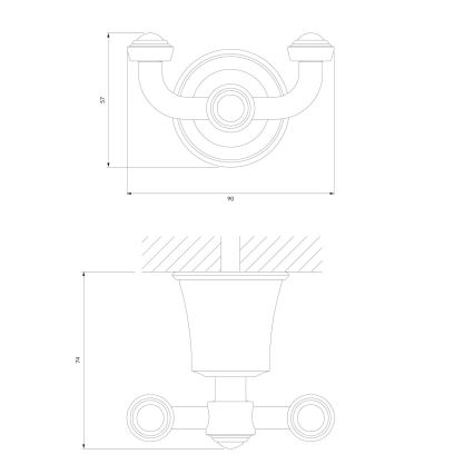 OMNIRES AL53120CR - Väggkrok ART LINE skinande krom