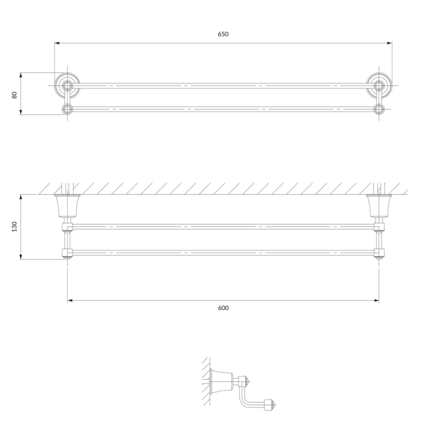 OMNIRES AL53226CR - Handdukshängare för vägg ART LINE 65 cm skinande krom