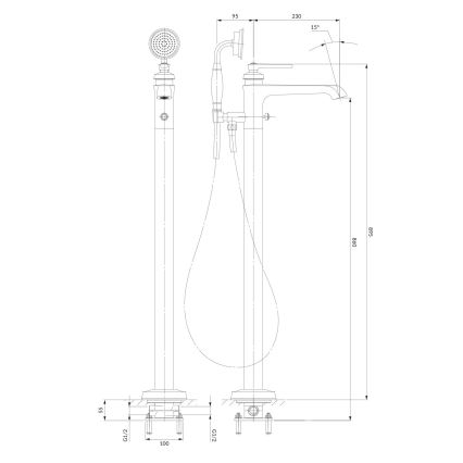 OMNIRES AM5233CR - Fristående badkarsset med ARMANCE blandare i blank krom