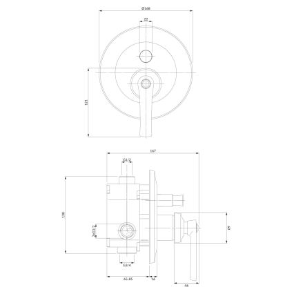 OMNIRES AM5235CR - Duschblandare för infällnad ARMANCE blank krom