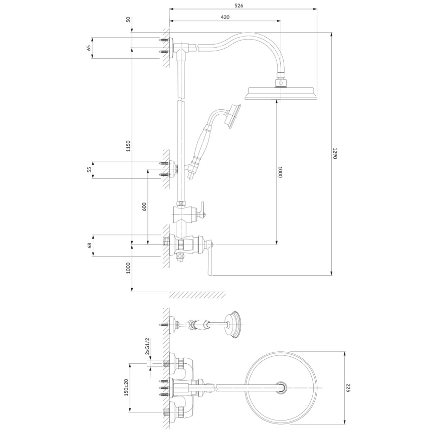 OMNIRES AM5244CR - Duschset med ARMANCE-batteri i blank krom