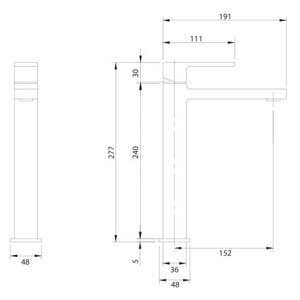 OMNIRES BA7812BL - Tvättställsblandare BARETTI 27,7 cm matt svart