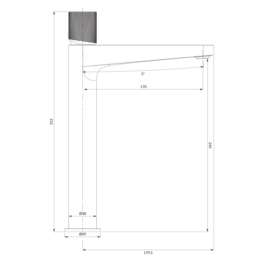 OMNIRES CT8012AT - Tvättställsblandare CONTOUR 31,2 cm, borstad antracit