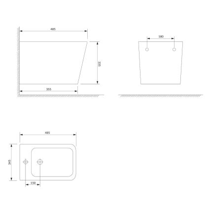 OMNIRES FONTANABIBP - Vägghängd bidé FONTANA keramik/blankvit
