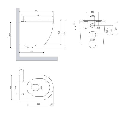 OMNIRES OTTAWASPXMWBM - Väggmonterad toalett med SoftClose-sits OTTAWA, keramik/matt vit