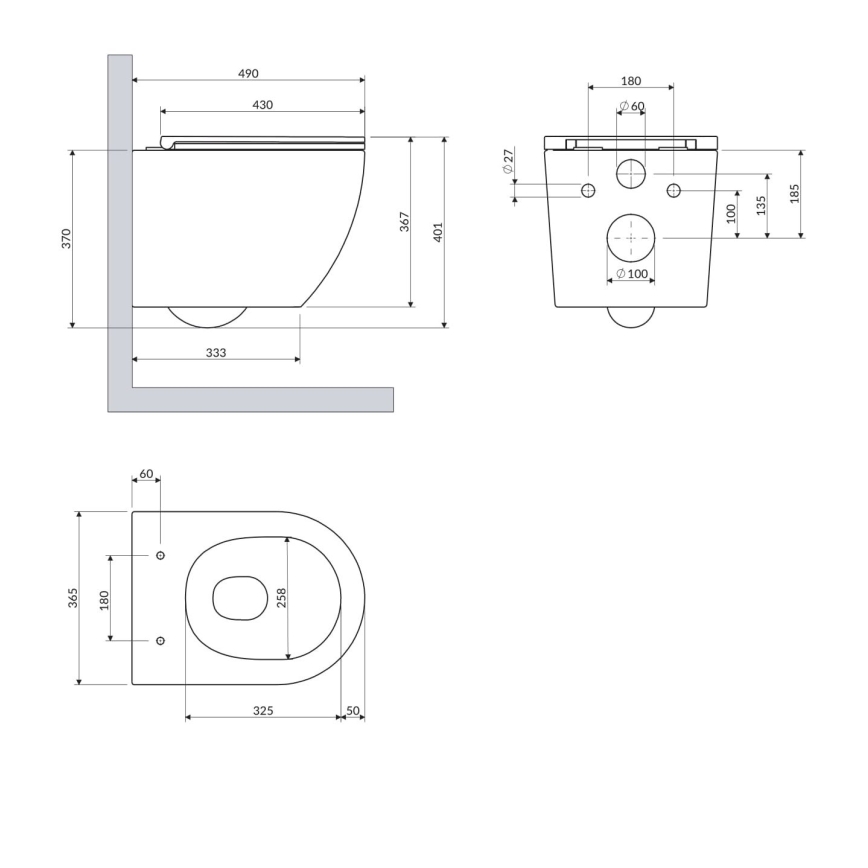 OMNIRES OTTAWASPXMWBM - Väggmonterad toalett med SoftClose-sits OTTAWA, keramik/matt vit