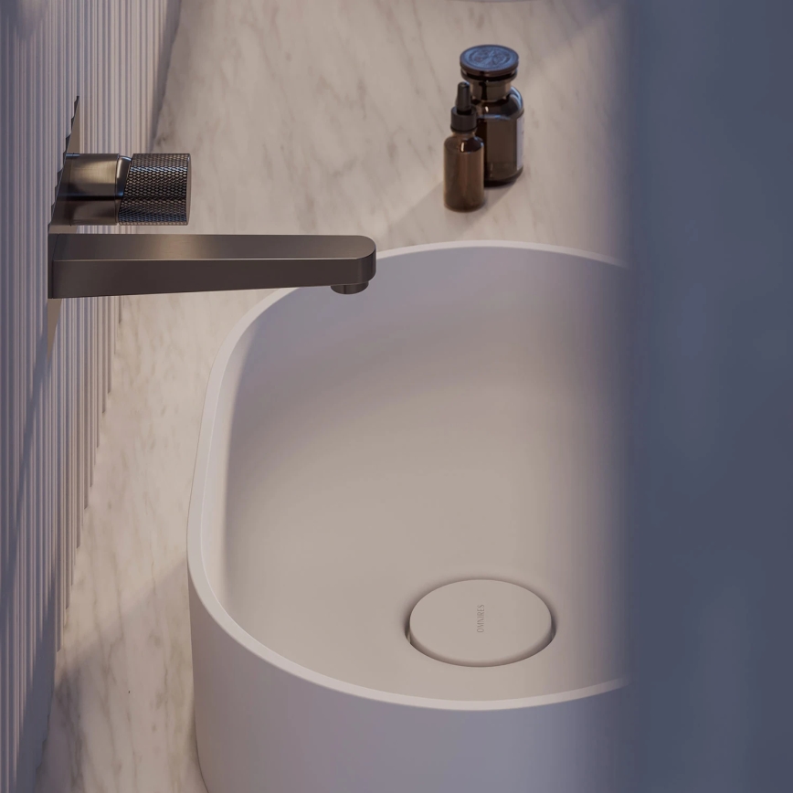 OMNIRES OVOUNBM - Bänkskiva tvättställ OVO 55x36 cm dolomit/matt vit