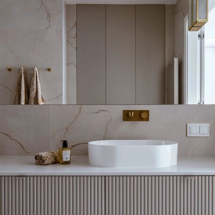 OMNIRES OVOUNBP - Bänkskiva tvättställ OVO 55x36 cm dolomit/glansig vit