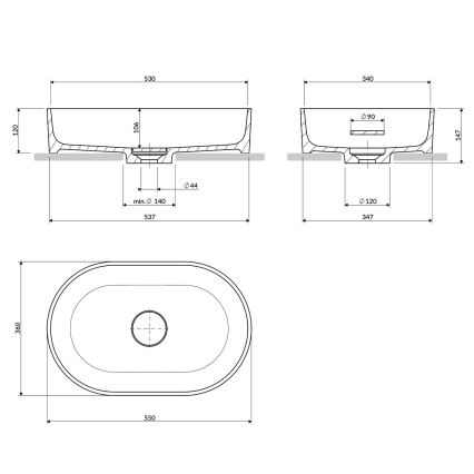 OMNIRES OVOUNTE - Bänkskålsvask OVO 55x36 cm dolomit/matt terrakotta