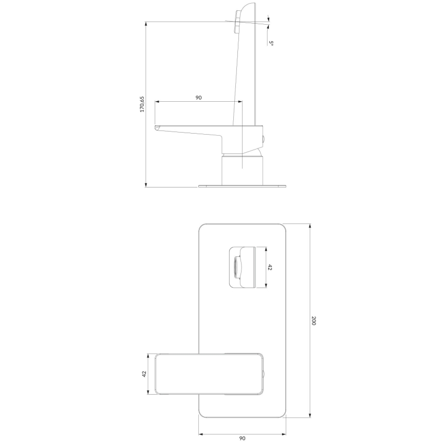 OMNIRES PM7415BL - Tvättställsblandare för infällt montage PARMA matt svart