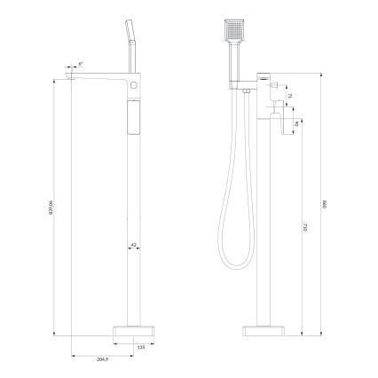 OMNIRES PM7433CR - Fristående badkarsset med PARMA blandare i blank krom