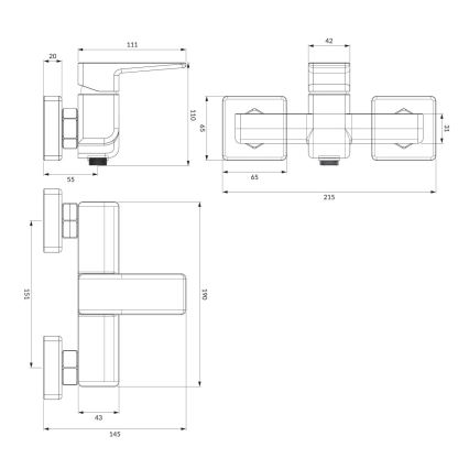 OMNIRES PM7440BL - Dushkran PARMA matt svart
