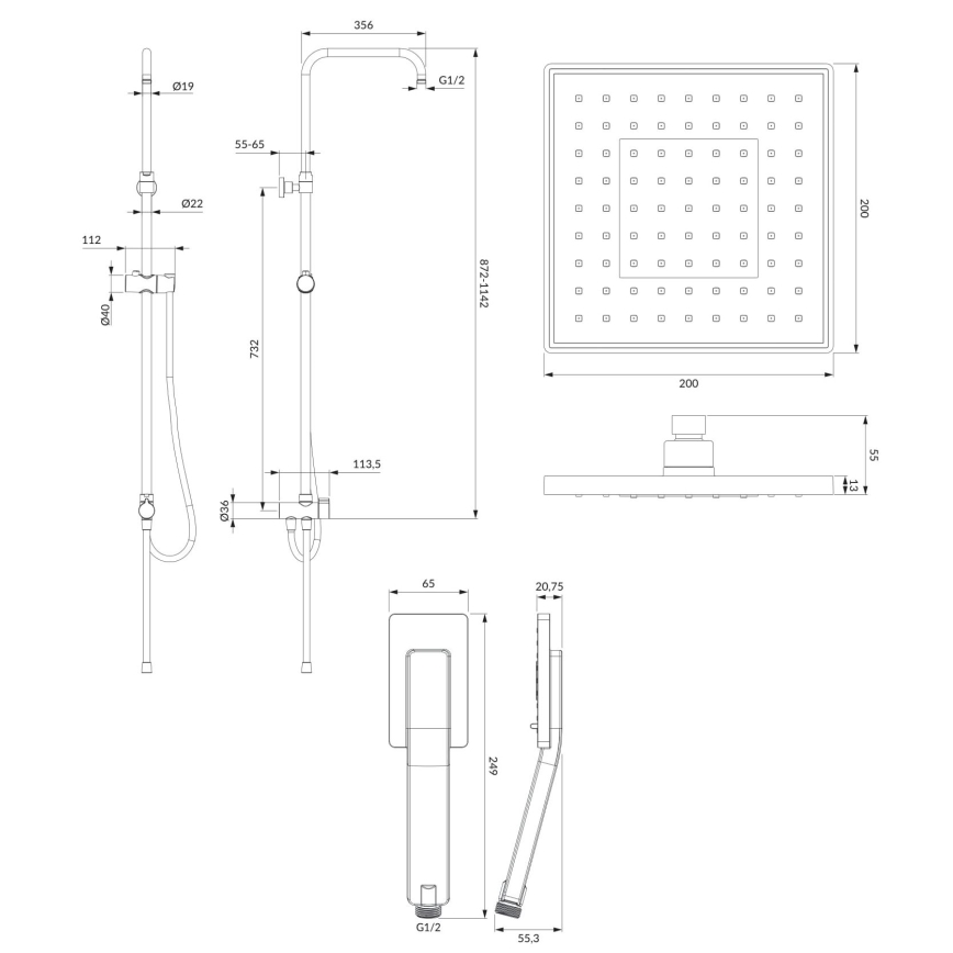 OMNIRES SYSJIMJIMCR - Duschset JIMJIM blank krom