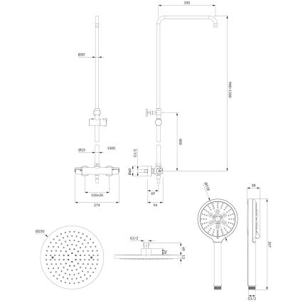 OMNIRES SYSY10/N/6CR - Duschset med termostatblandare Y blank krom