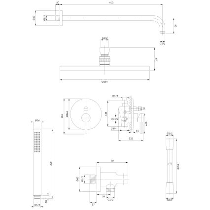 OMNIRES SYSY22XCR - Duschset med inbyggd blandare Y blank krom