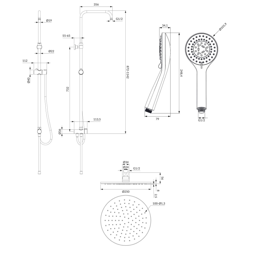 OMNIRES SYSYOSEMITELUXCR - Duschset YOSEMITE blank krom