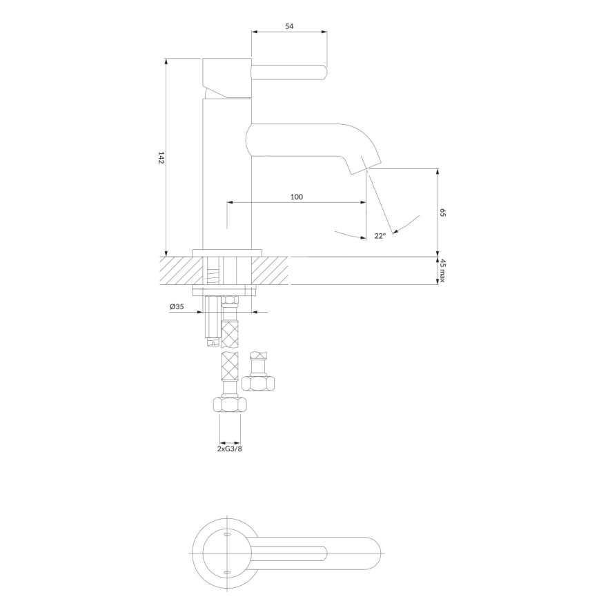 OMNIRES Y1210CR - Kran till handfat Y 14,2 cm skinande krom