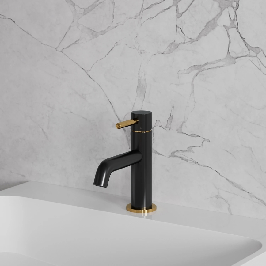 OMNIRES Y1210NBLGL - Tvättställsblandare Y 16,2 cm satinmatt svart/blank guld
