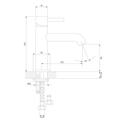 OMNIRES Y1210NCP - Tvättställsblandare Y 16,2 cm, polerad koppar