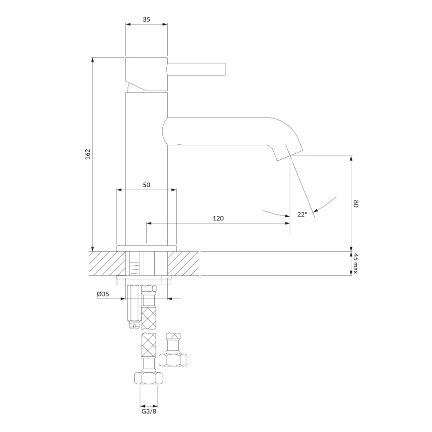 OMNIRES Y1210NCP - Tvättställsblandare Y 16,2 cm, polerad koppar