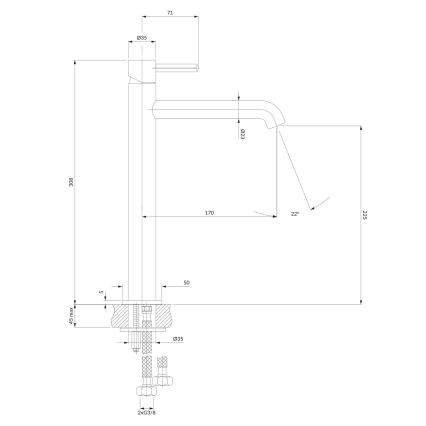OMNIRES Y1212BL - Kran till handfat Y 30,8 cm halv-matt svart