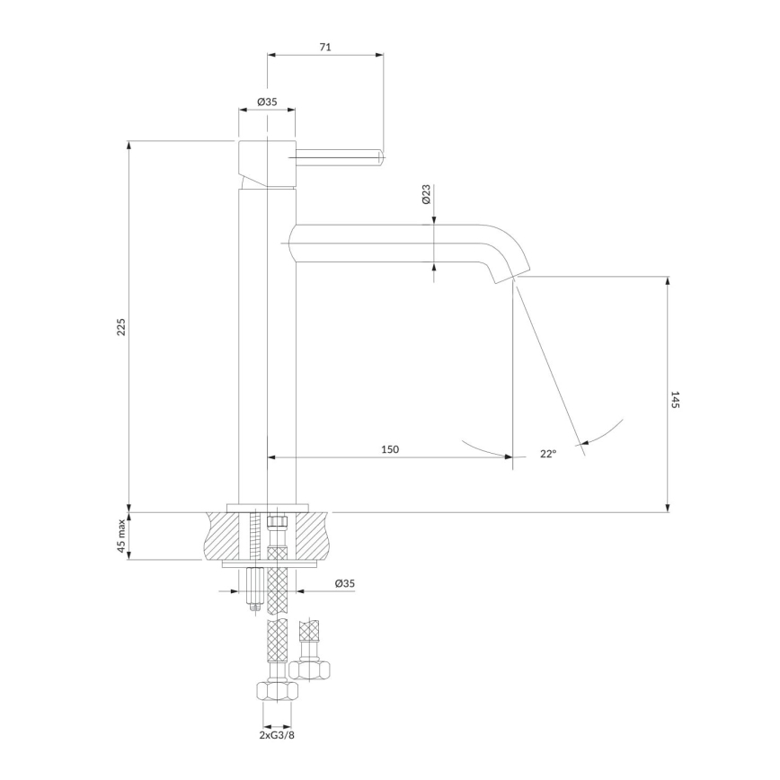 OMNIRES Y1212CCR - Kran till handfat Y 22,5 cm skinande krom