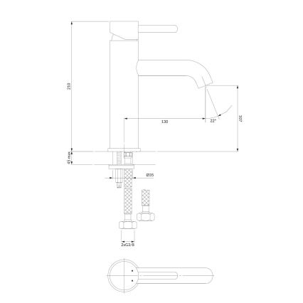 OMNIRES Y1213MAXCR - Kran till handfat Y 21 cm skinande krom