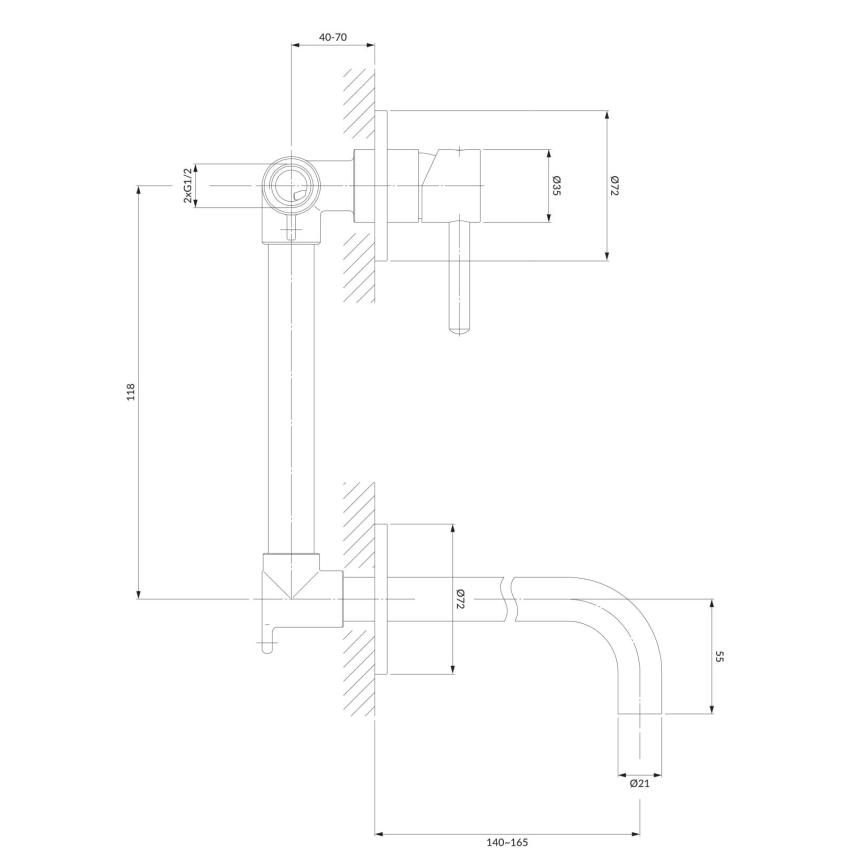 OMNIRES Y1215NCR - Tvättställsblandare för infällnad, Y blank krom
