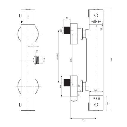 OMNIRES Y1246XCR - Termostatisk duschkran Y skinande krom