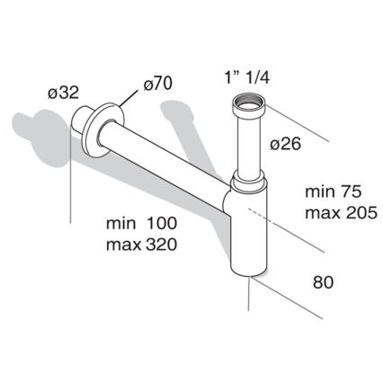 Omp tea - Tvättställssifon MINITOTI DN32 matt svart