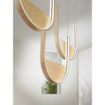 Ondaluce - Dimbar LED-pendel på kabel LOTUS LED/70W/230V, guld