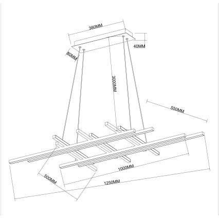 Ondaluce - Dimbar LED-pendel på kabel MOVIDA LED/114W/230V svart