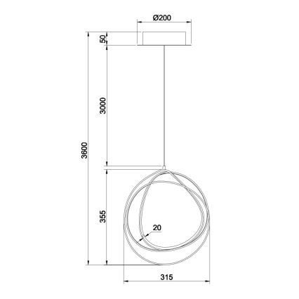 Ondaluce - Dimbar LED-pendellampa på kabel GOLDEN LED/28W/230V Ø 31,5 cm guld
