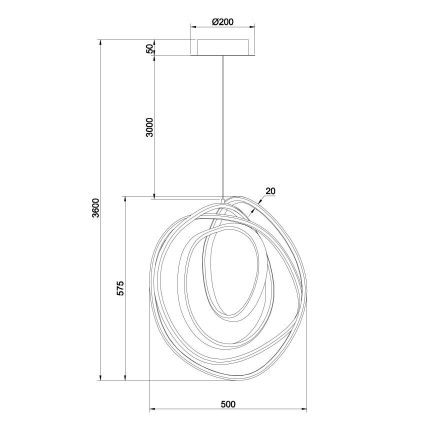 Ondaluce - Dimbar LED-pendellampa på kabel GOLDEN LED/50W/230V Ø 50 cm guld