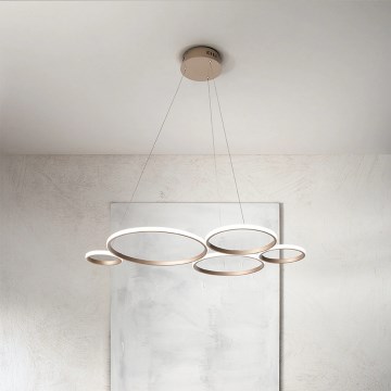 Ondaluce - Dimbar LED-pendellampa på kabel POIS LED/60W/230V, guldfärgad