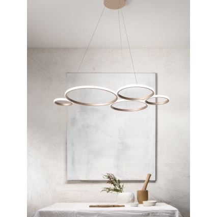 Ondaluce - Dimbar LED-pendellampa på kabel POIS LED/60W/230V, guldfärgad