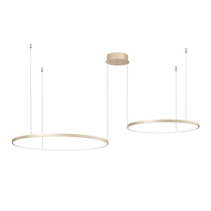 Ondaluce - LED-dimmbar pendellampa på vajer SOEL LED/28W/230V + LED/38W Ø 80/60 cm guld