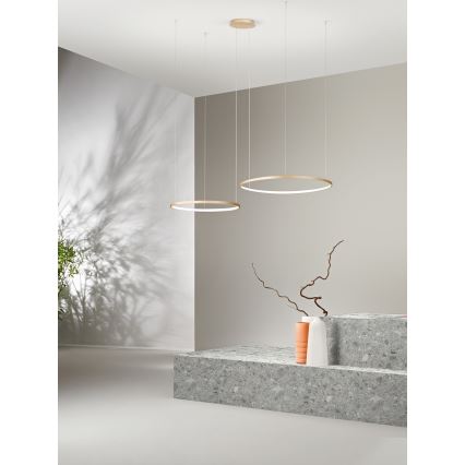 Ondaluce - LED-dimmbar pendellampa på vajer SOEL LED/28W/230V + LED/38W Ø 80/60 cm guld