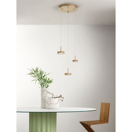Ondaluce – Dimbart LED-hänglampa på kabel NINA, LED/24W/230V, Ø 35 cm, guld