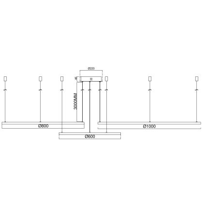 Ondaluce - Dimmbar LED-pendel på vajer SOEL LED/28W/230V + LED/38W + LED/47W 3000/4000K Ø 100/80/60 cm vit