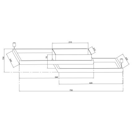 Ondaluce - Dimbart LED-takarmatur DOWEL LED/60W/230V 75x75 cm silver