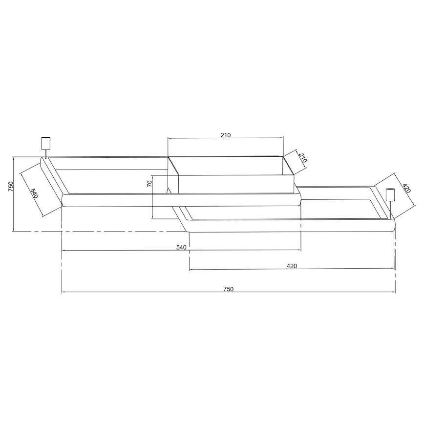 Ondaluce - Dimbart LED-takarmatur DOWEL LED/60W/230V 75x75 cm silver