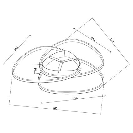 Ondaluce - Dimbart LED-takarmatur ROSE LED/80W/230V 71 x 76 cm guldfärgad