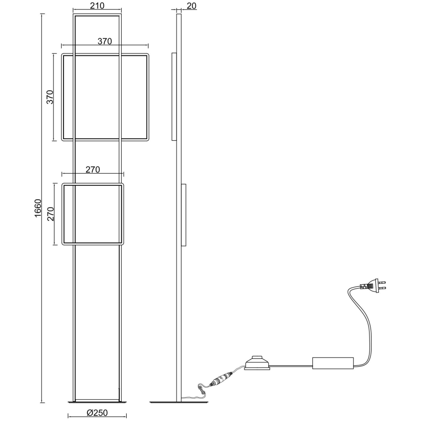 Ondaluce - Dimmbar LED-golvlampa DOWEL LED/77W/230V 166 cm silver