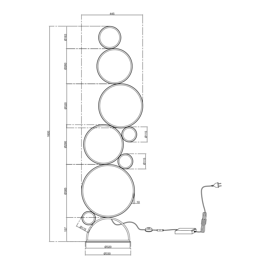 Ondaluce - Dimmbar LED-golvlampa POIS LED/52W/230V guldfärgad