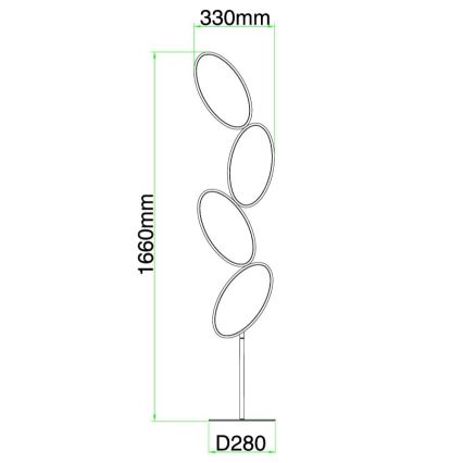 Ondaluce - dimmerbar LED-golvlampa RICE LED/38W/230V 166 cm guld