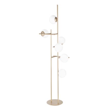 Ondaluce - Golvlampa JEWEL 6xE14/10W/230V 166 cm guld/vit