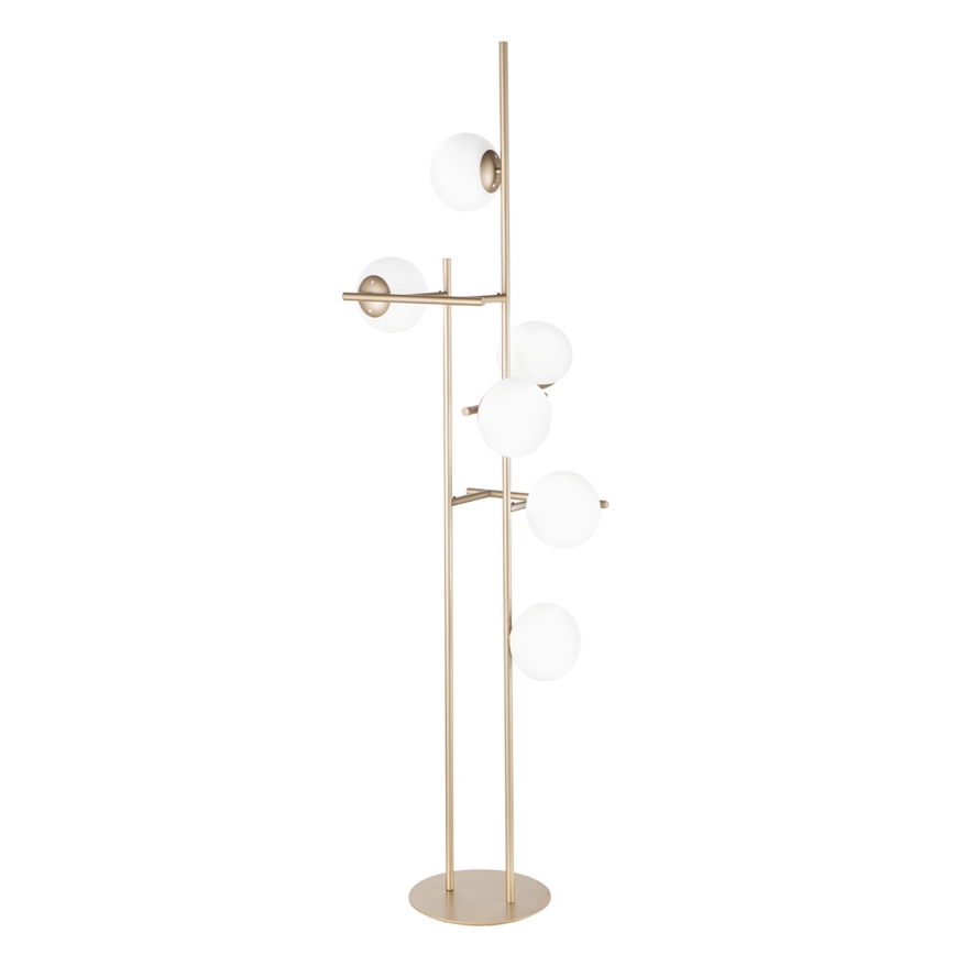 Ondaluce - Golvlampa JEWEL 6xE14/10W/230V 166 cm guld/vit