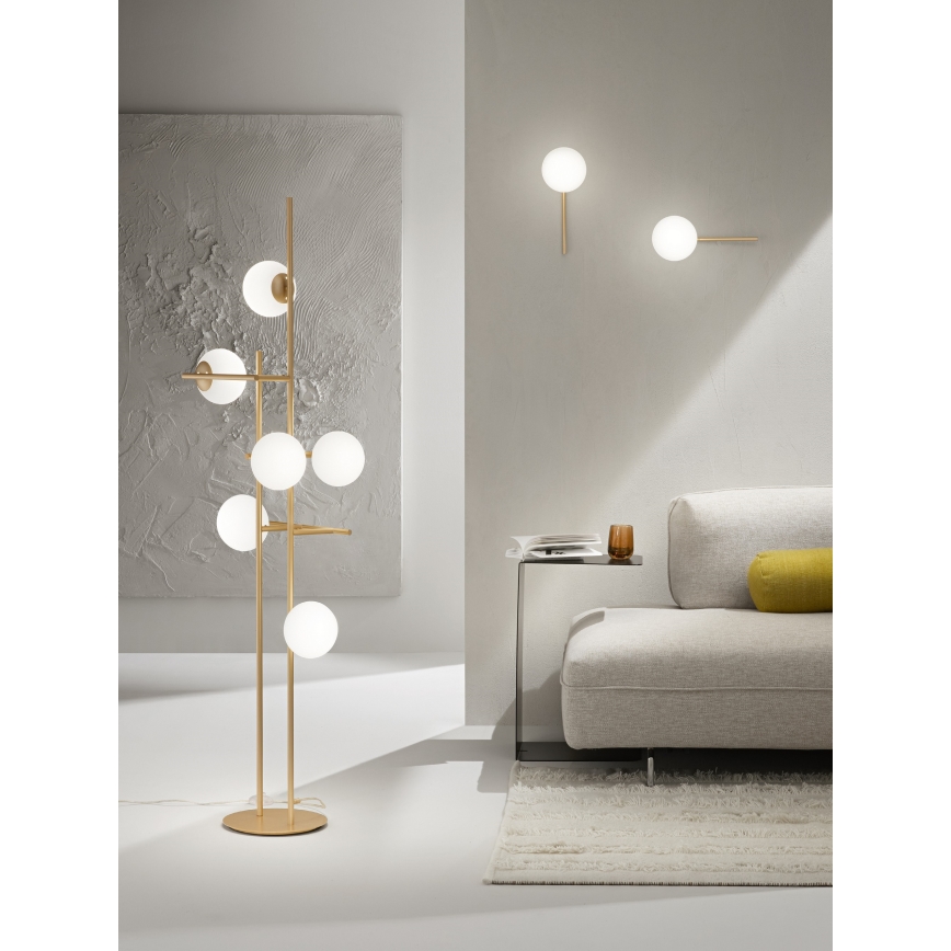 Ondaluce - Golvlampa JEWEL 6xE14/10W/230V 166 cm guld/vit